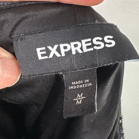 Express Black Gold & Silver Metallic Stretch Mini Skirt - Picture 6 of 8